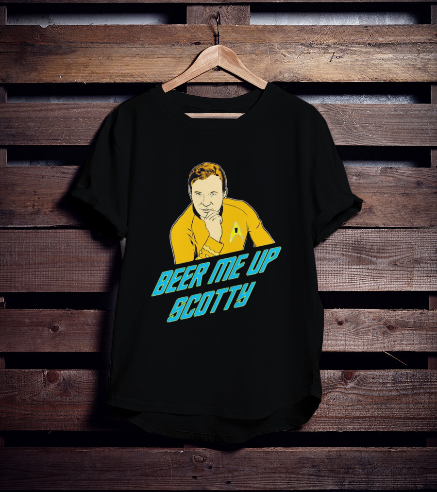 Beer Me Up Scotty Star Trek Captain Yellow Uniform T-Shirt