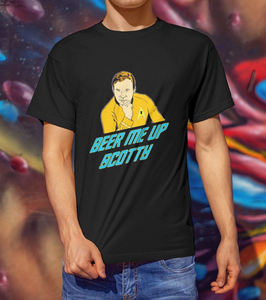 Beer Me Up Scotty Star Trek Captain Yellow Uniform T-Shirt