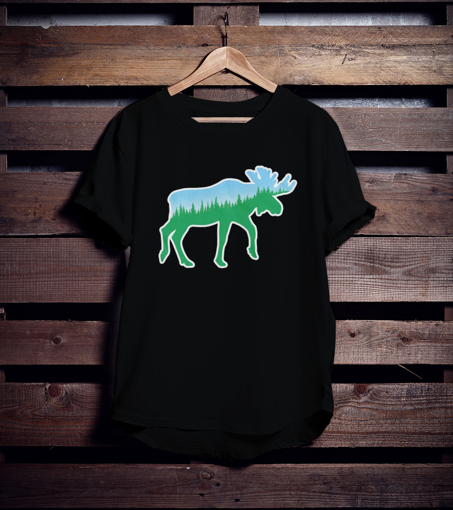 Moose Tree Forest Skyline T-Shirt
