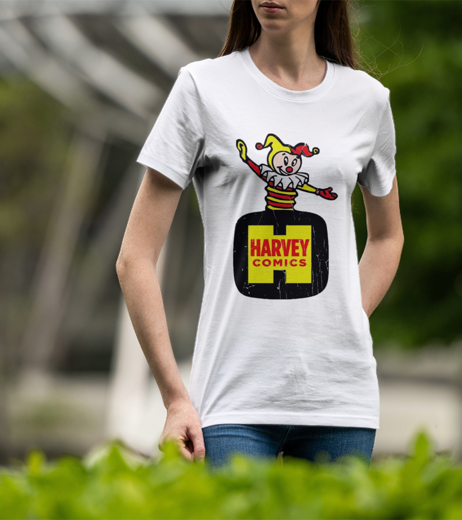Harvey Comics Jester Logo With Classic Joker Colors T-Shirt