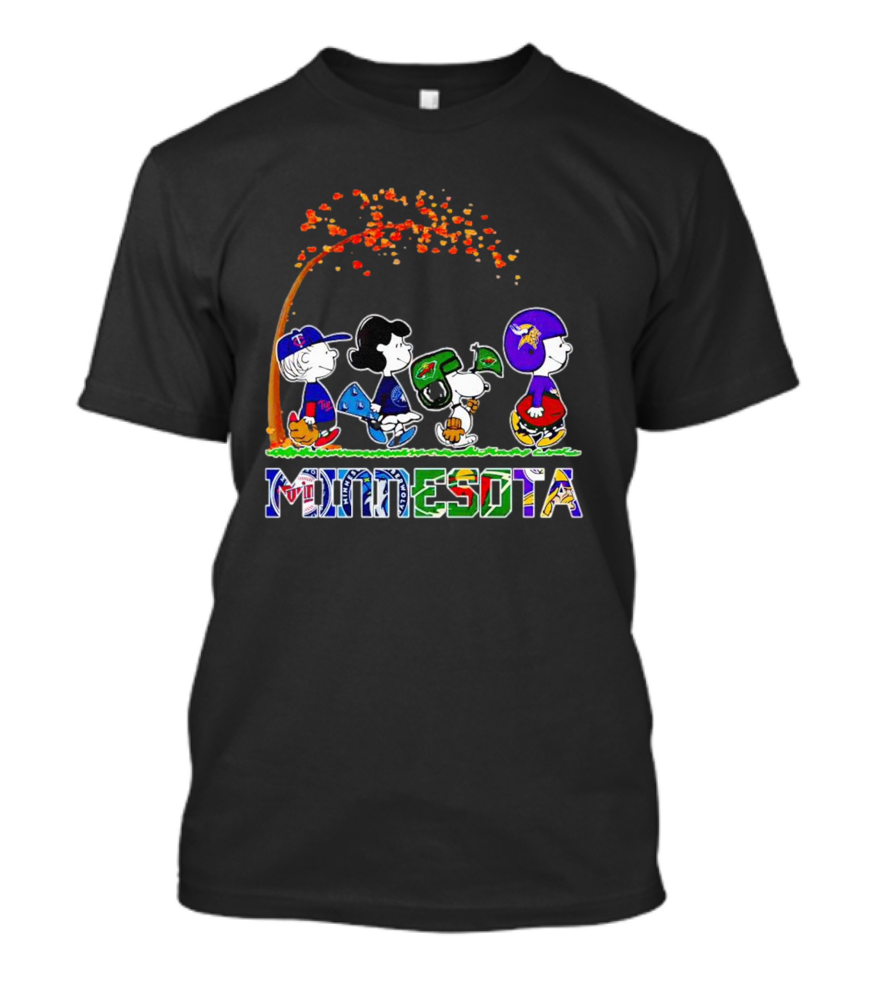 Peanuts Characters Minnesota Twins Vikings Wild Timberwolves Fall T-Shirt