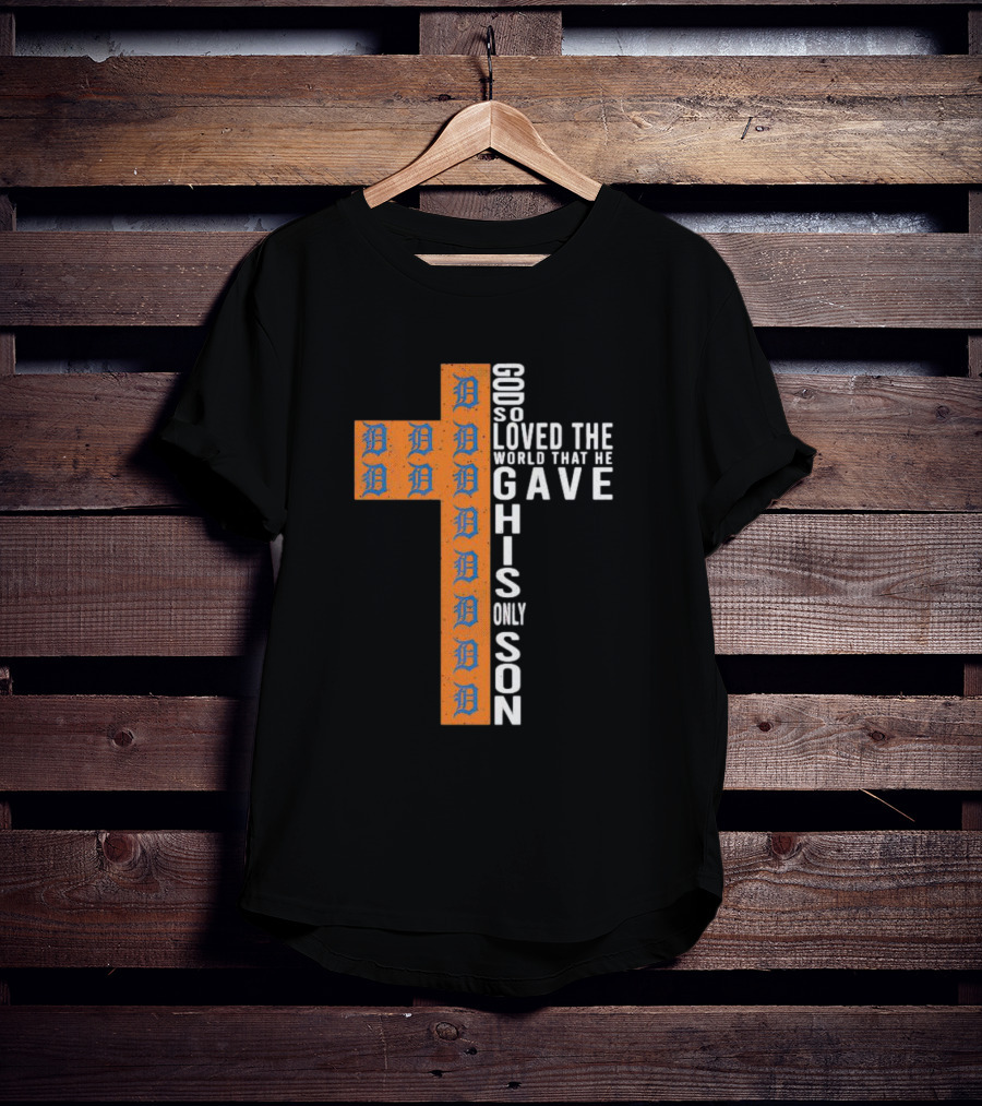 Tigers Cross Design God So Loved The World That He Gave His Only Son T-Shirt