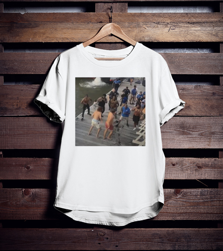 Brawl On Dock Montgomery’s Riverfront Park Altercation Scene T-Shirt