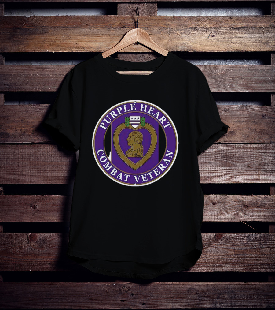 Purple Heart Combat Veteran Emblem Oval Badge T-Shirt