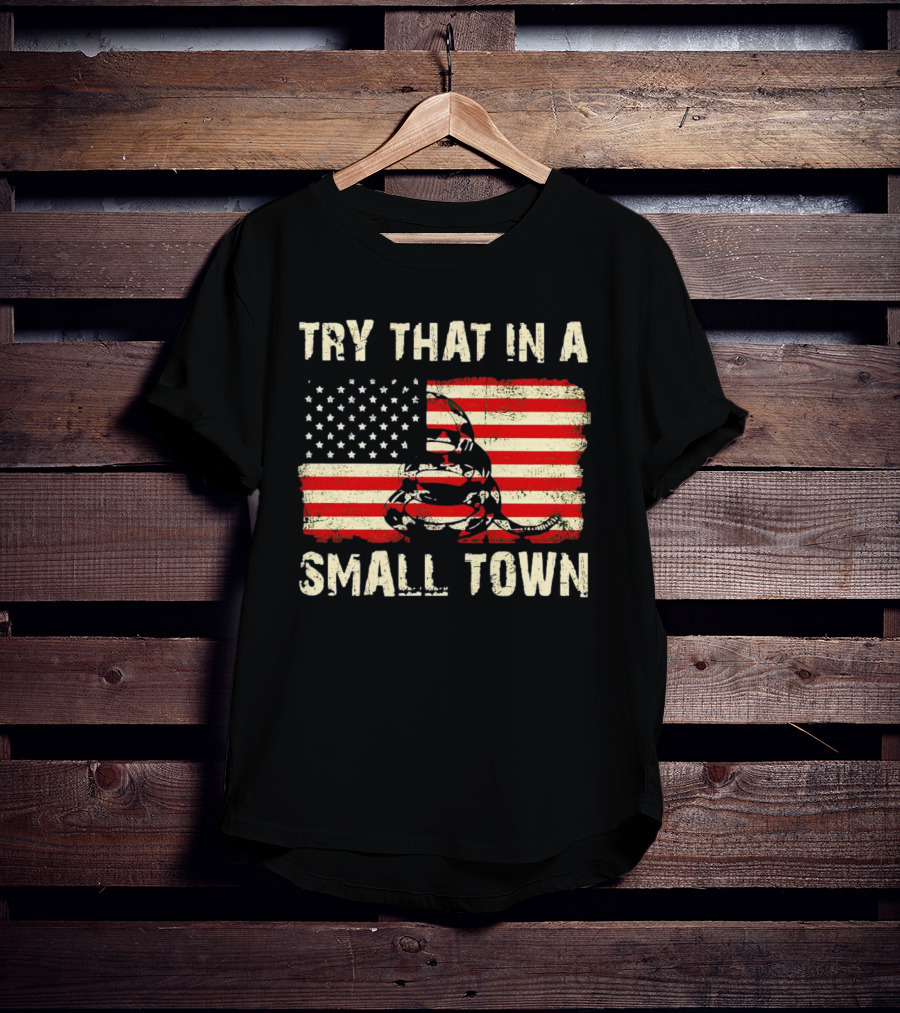Try That IN A Small Town US Flag Gadsden Snake T-Shirt