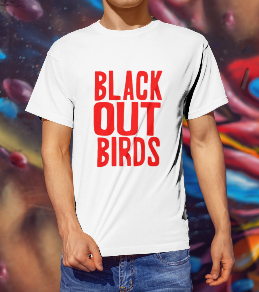 Louisville Black Out Birds Bold Red Text T-Shirt