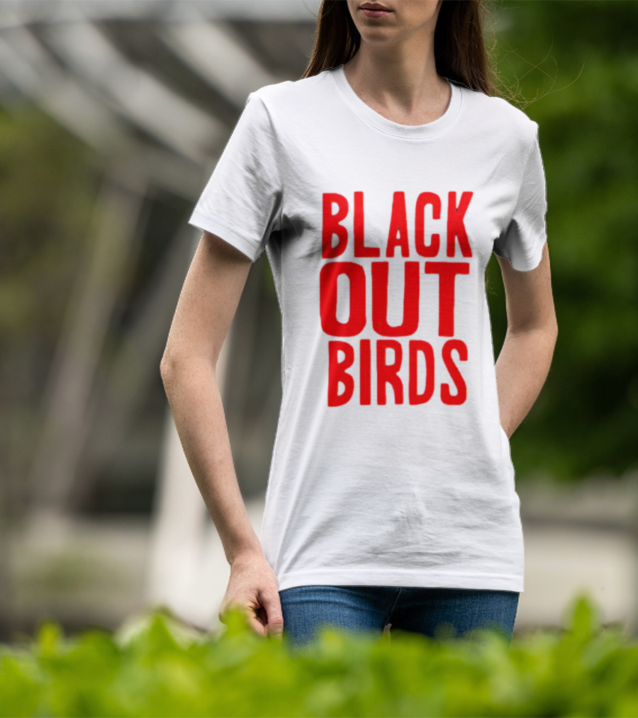 Louisville Black Out Birds Bold Red Text T-Shirt