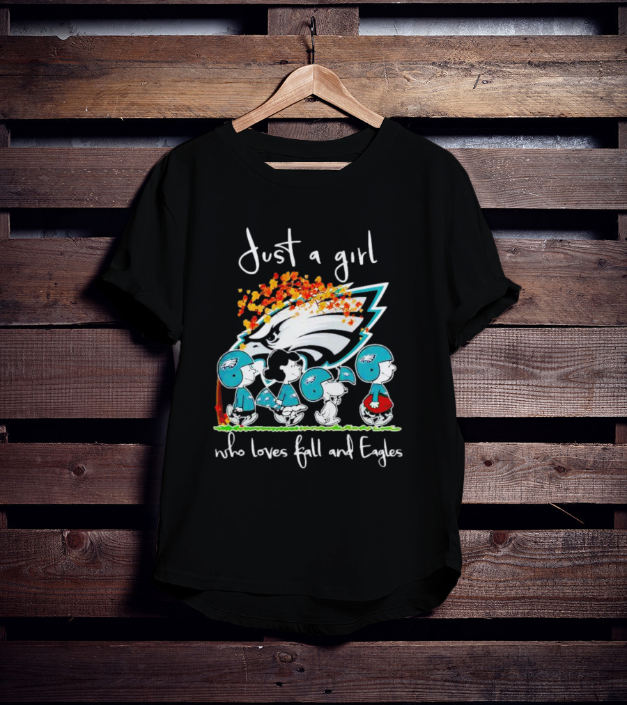 Peanuts Characters Just A Girl Who Loves Fall And Eagles T-Shirt