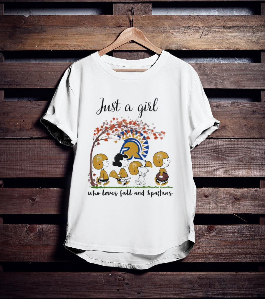 Just A Girl Who Loves Fall Peanuts Characters And Spartans T-Shirt