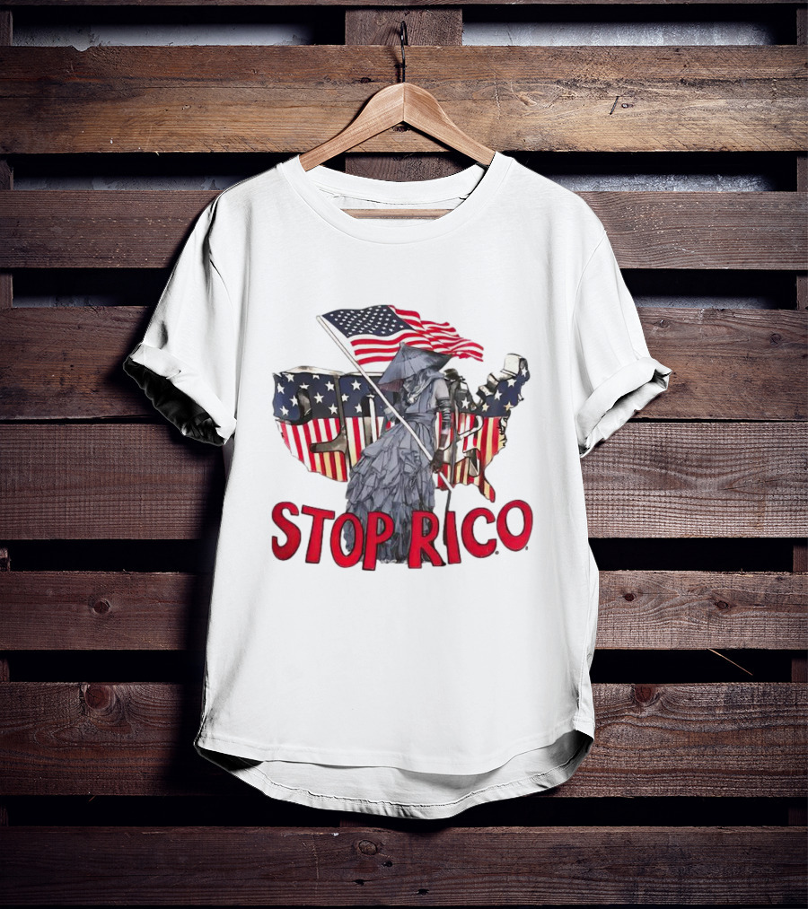 Deaver Stop Rico American Flag Map Iconic T-Shirt