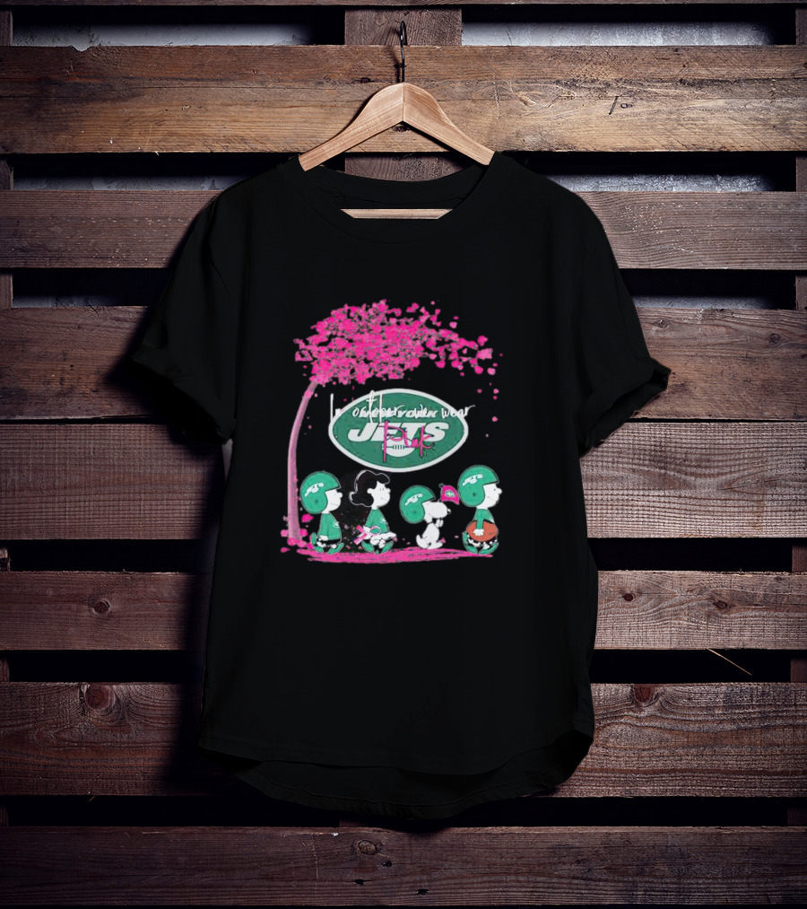 New York Jets Peanuts Characters October We Wear Pink T-Shirt