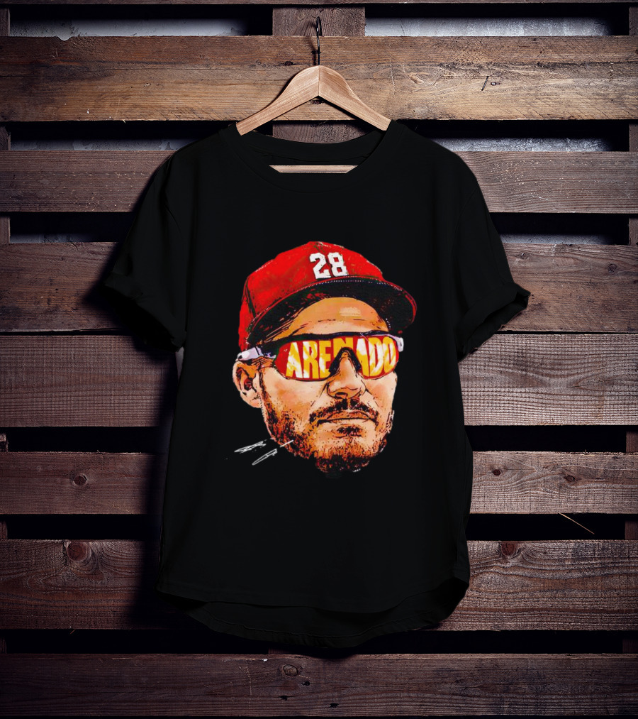 Nolan Arenado St. Louis Cardinals Number 28 Sunglasses Signature T-Shirt