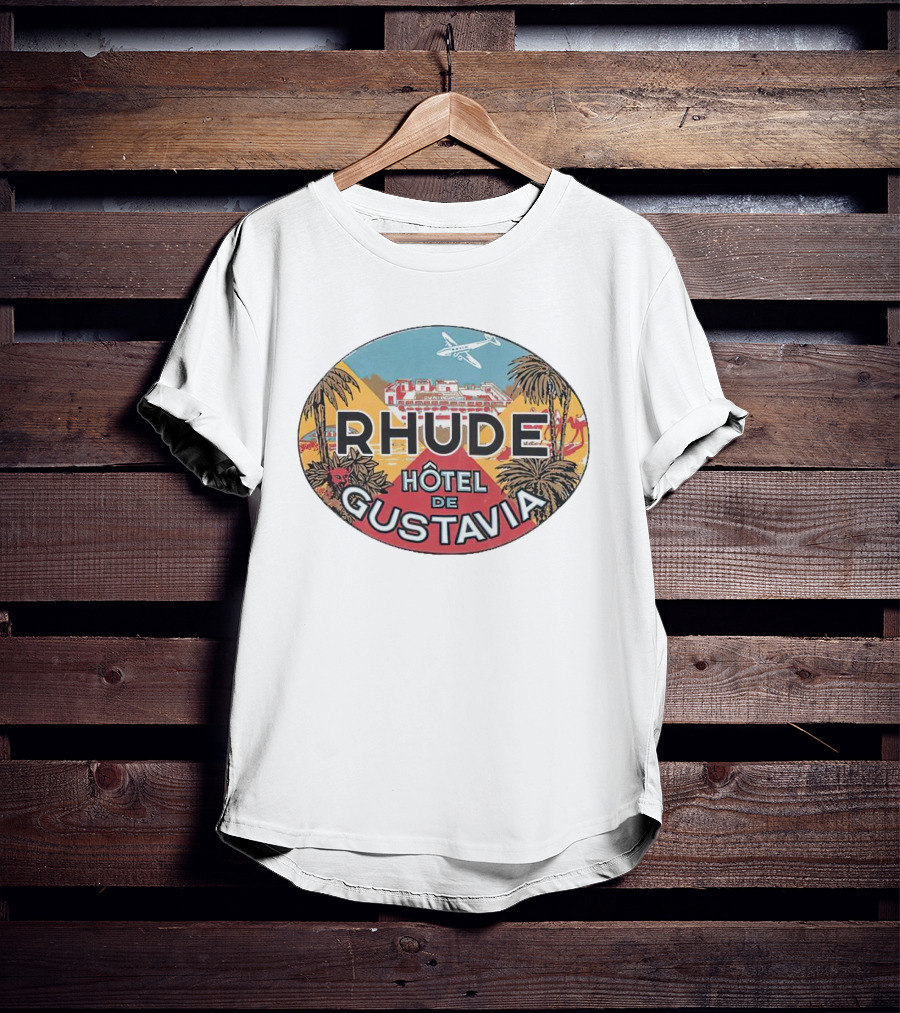 RHUDE Hôtel De Gustavia Tropical Vintage Airplane Oasis T-Shirt