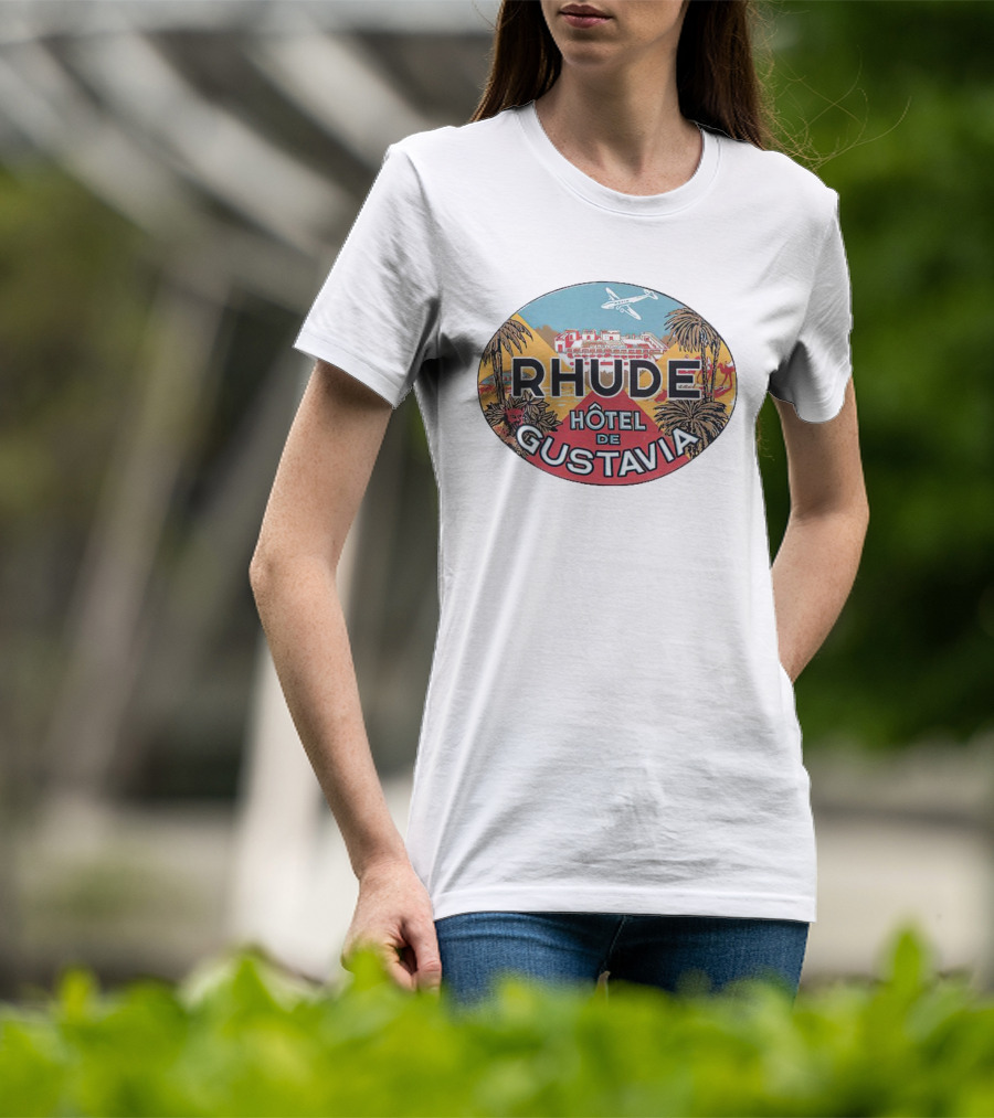 RHUDE Hôtel De Gustavia Tropical Vintage Airplane Oasis T-Shirt