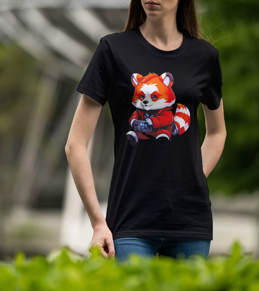 Gaming Red Panda Playing Video Games T-Shirt