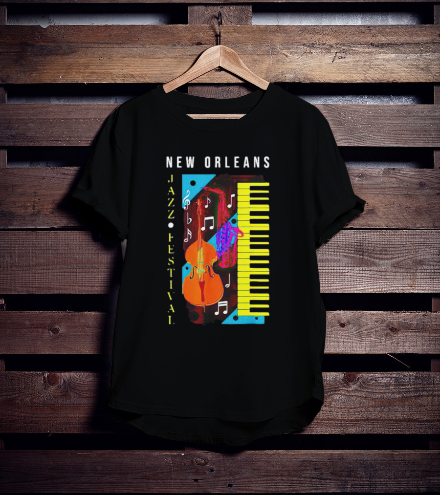 New Orleans Jazz Festival Music Notes Piano And Instruments T-Shirt