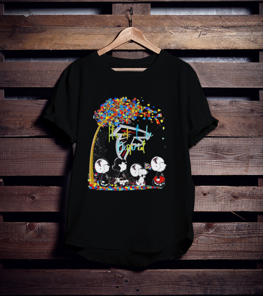 Atlanta Falcons Peanuts Characters Autism Fall It's Ok To Be Different T-Shirt
