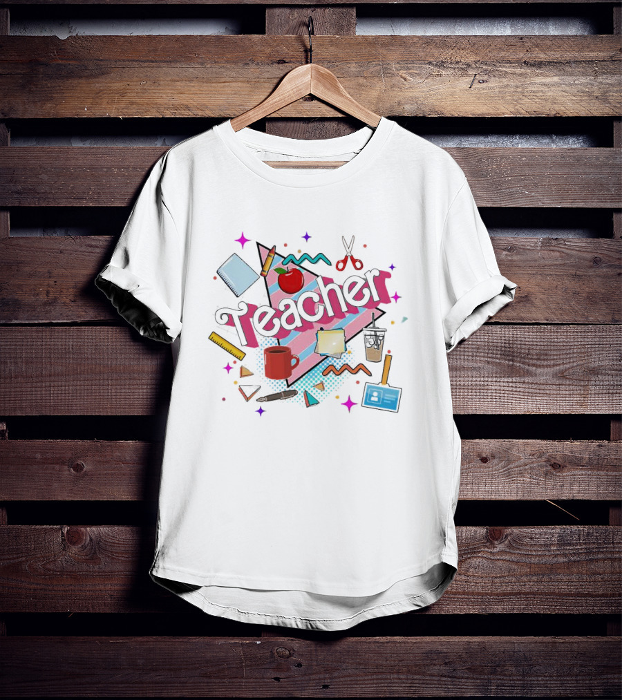 Barbie Teacher School Supplies Fun Apple Ruler Coffee T-Shirt