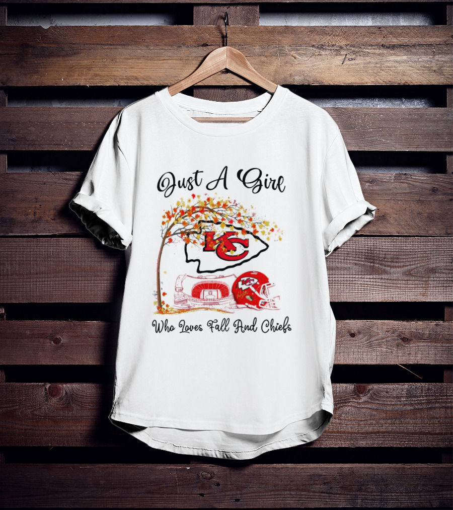 Just A Girl Who Loves Fall And Kansas City Chiefs Football T-Shirt
