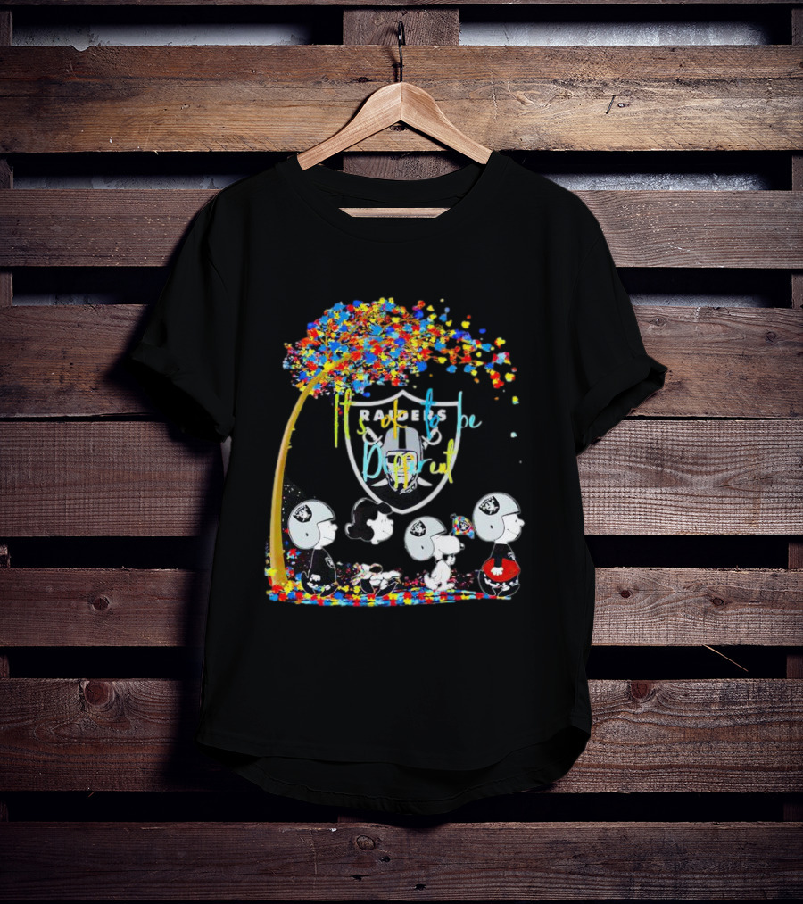 Las Vegas Raiders Peanuts Characters It's Ok To Be Different Autism Fall T-Shirt