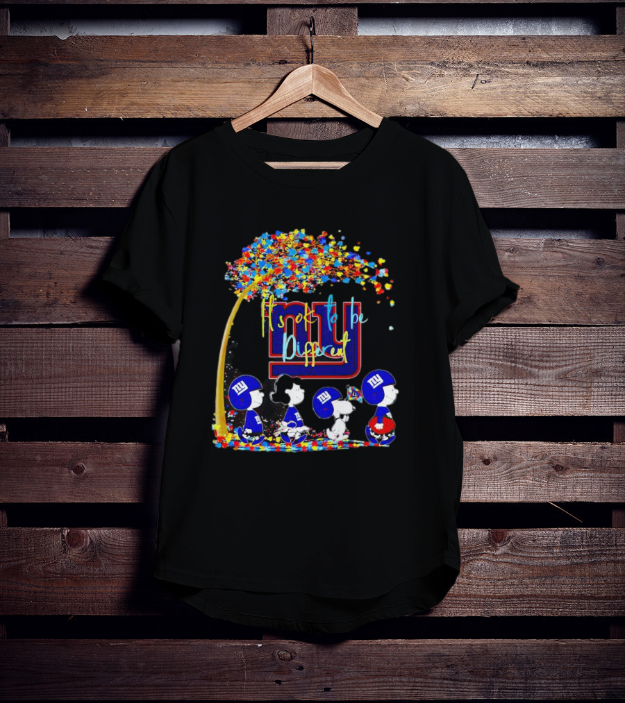 New York Giants Peanuts Characters Autism It's Ok To Be Different Fall T-Shirt