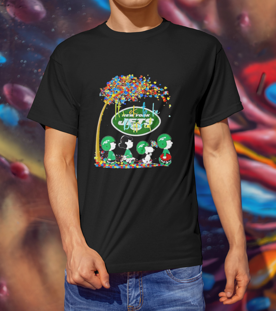 New York Jets Peanuts Characters Autism It's Ok To Be Different Fall T-Shirt