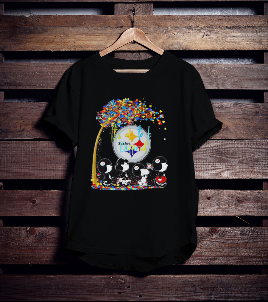Pittsburgh Steelers Peanuts Characters It's Ok To Be Different Autism Fall T-Shirt