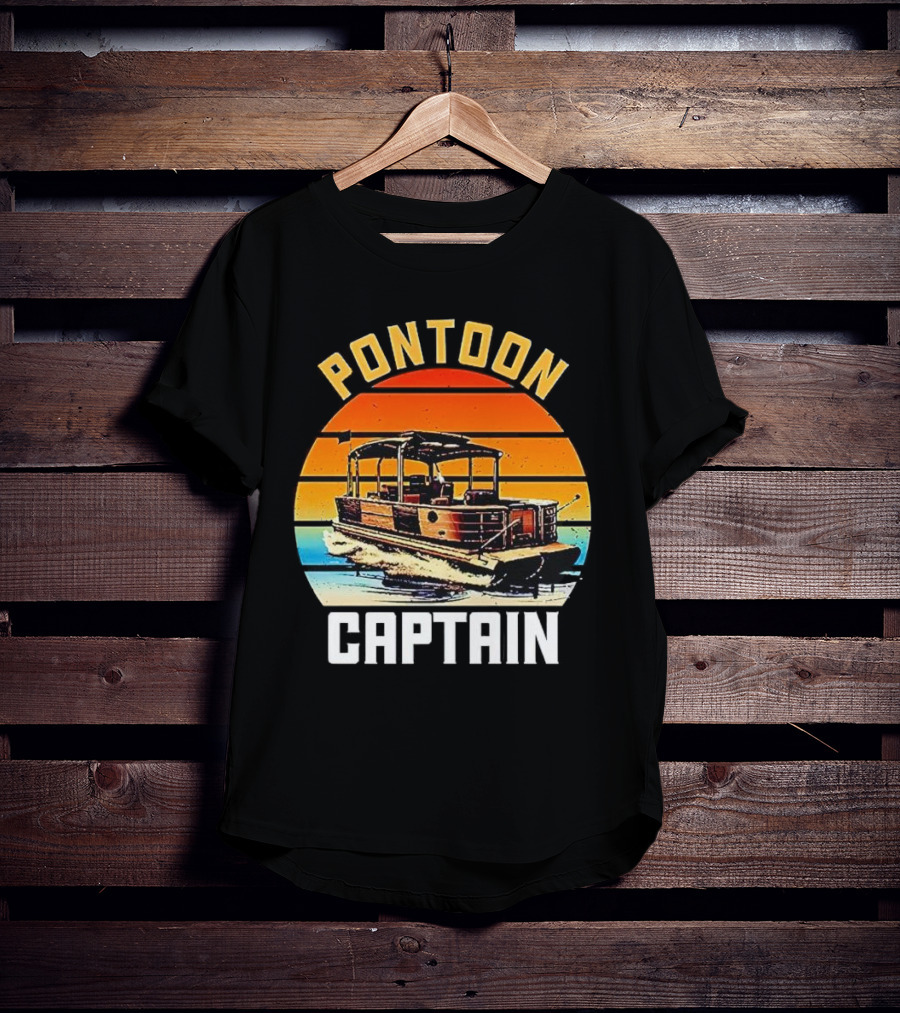 Pontoon Captain Vintage Retro Sunset Boat T-Shirt