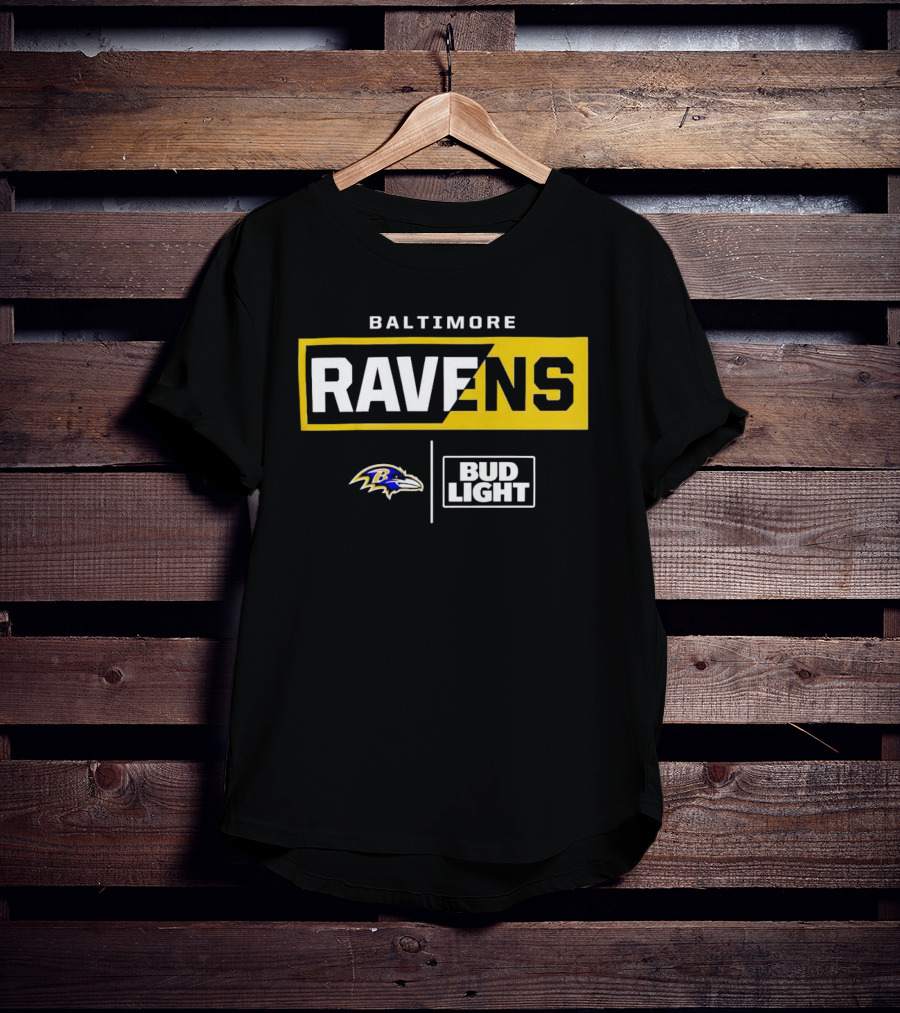 Baltimore Ravens Bud Light Logo With Ravens T-Shirt