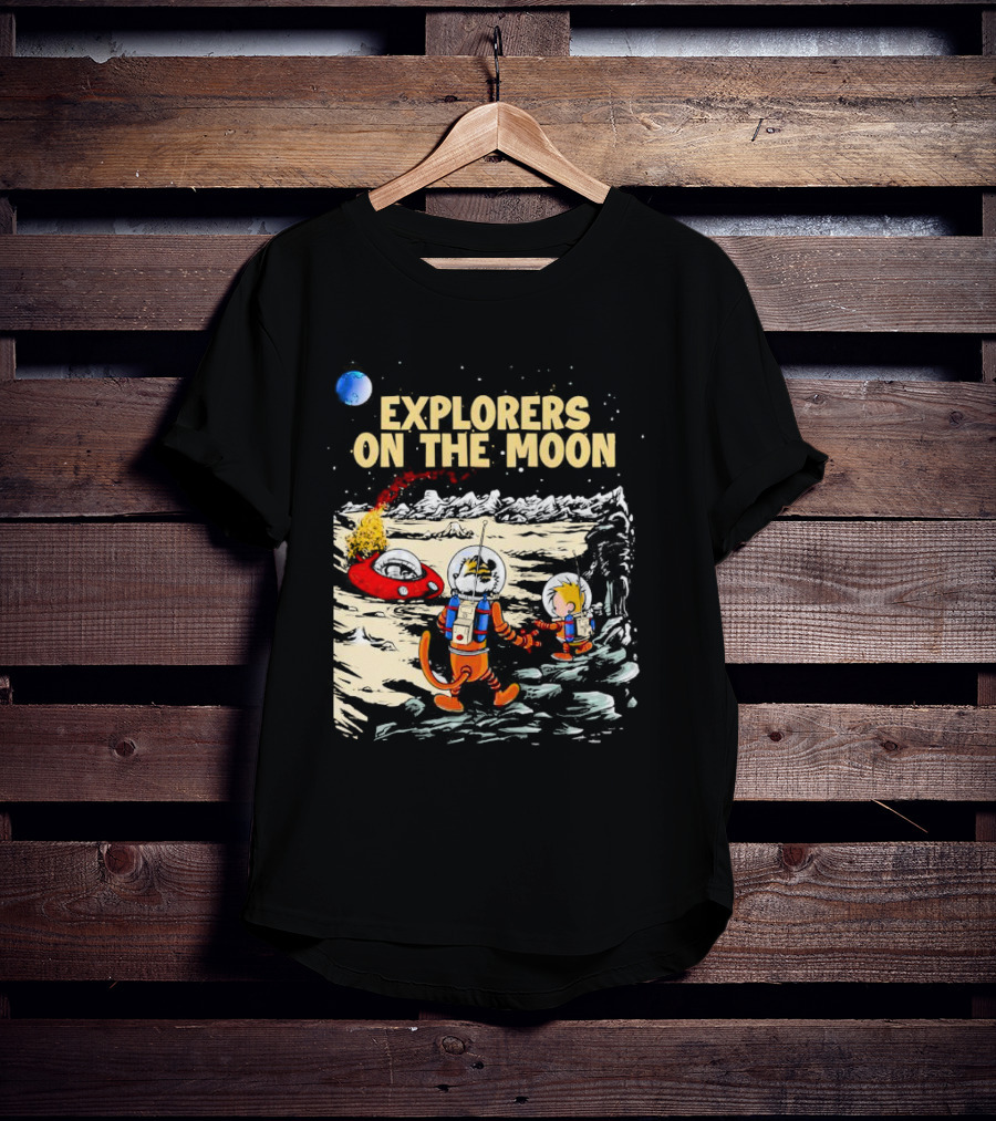 Explorers On The Moon Calvin And Hobbes Lunar Adventure T-Shirt