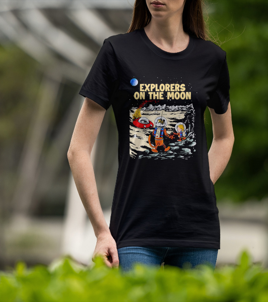 Explorers On The Moon Calvin And Hobbes Lunar Adventure T-Shirt