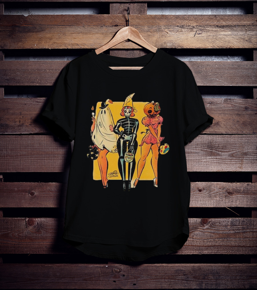 Halloween Scary Women Ghost Skeleton Pumpkin Fashion T-Shirt