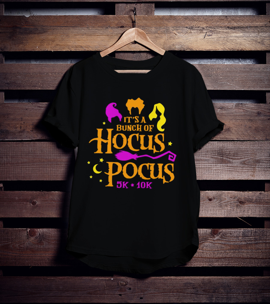 It's A Bunch Of Hocus Pocus 5k 10k Halloween Icons With Witch T-Shirt