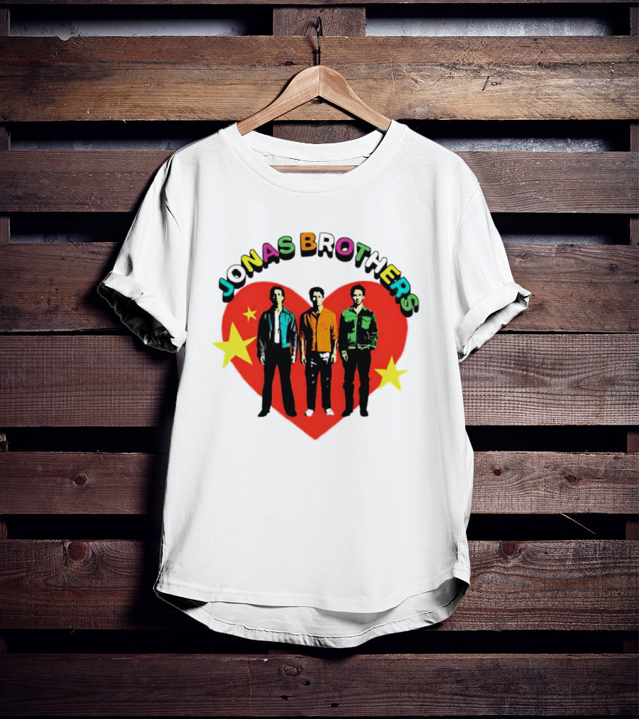 Jonas Brothers Heart Colorful Text With Stars And Figures T-Shirt