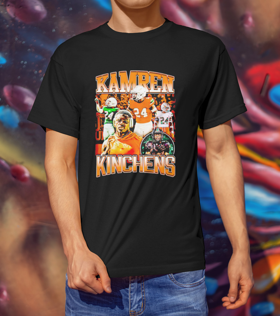 Kamren Kinchens Miami Hurricanes Vintage 24 Football Image T-Shirt