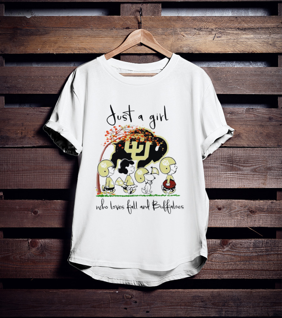 Just A Girl Who Loves Fall And Buffaloes Peanuts Characters Football T-Shirt