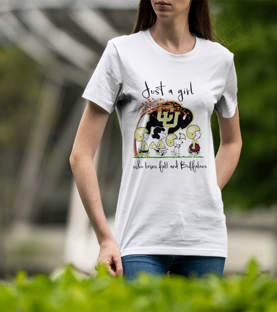 Just A Girl Who Loves Fall And Buffaloes Peanuts Characters Football T-Shirt