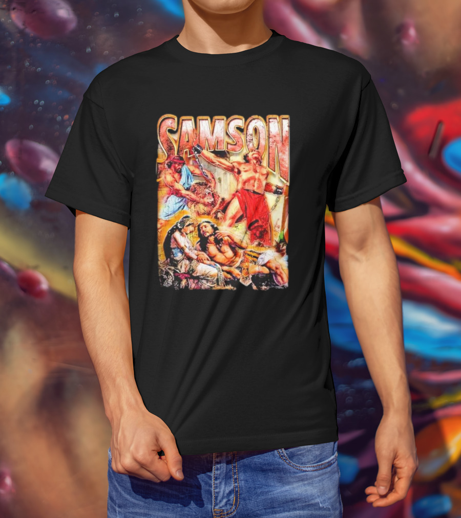 Samson Biblical Hero Epic Scene Vintage T-Shirt