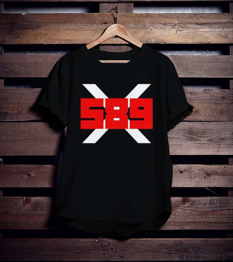 XRP 589 Bold Red On Black With White X T-Shirt