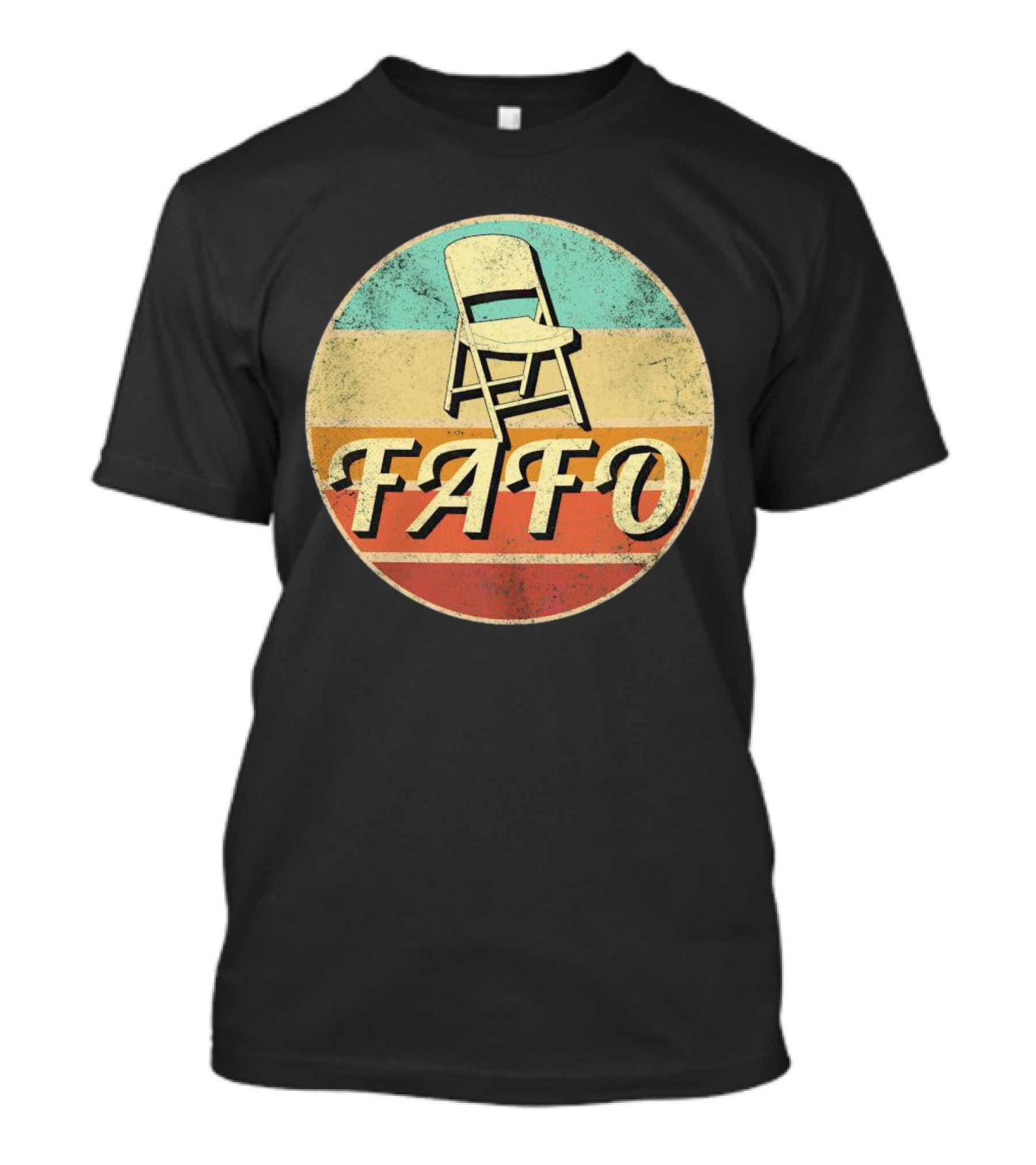 FAFO Folding Chair Retro Vintage Circle Stripe T-Shirt