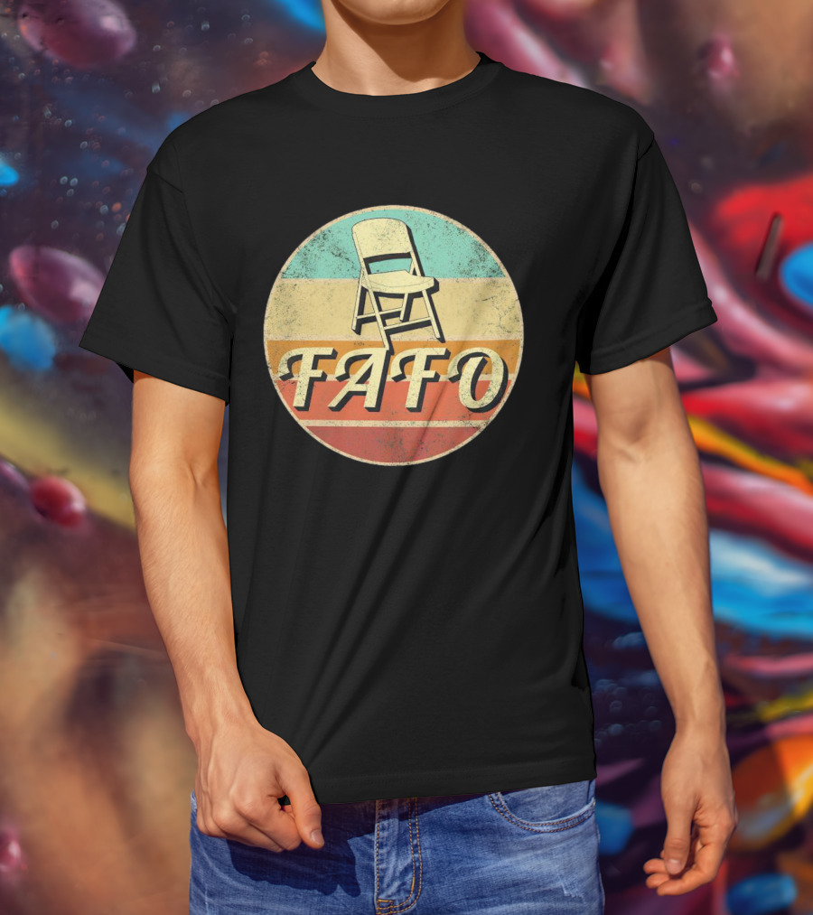 FAFO Folding Chair Retro Vintage Circle Stripe T-Shirt