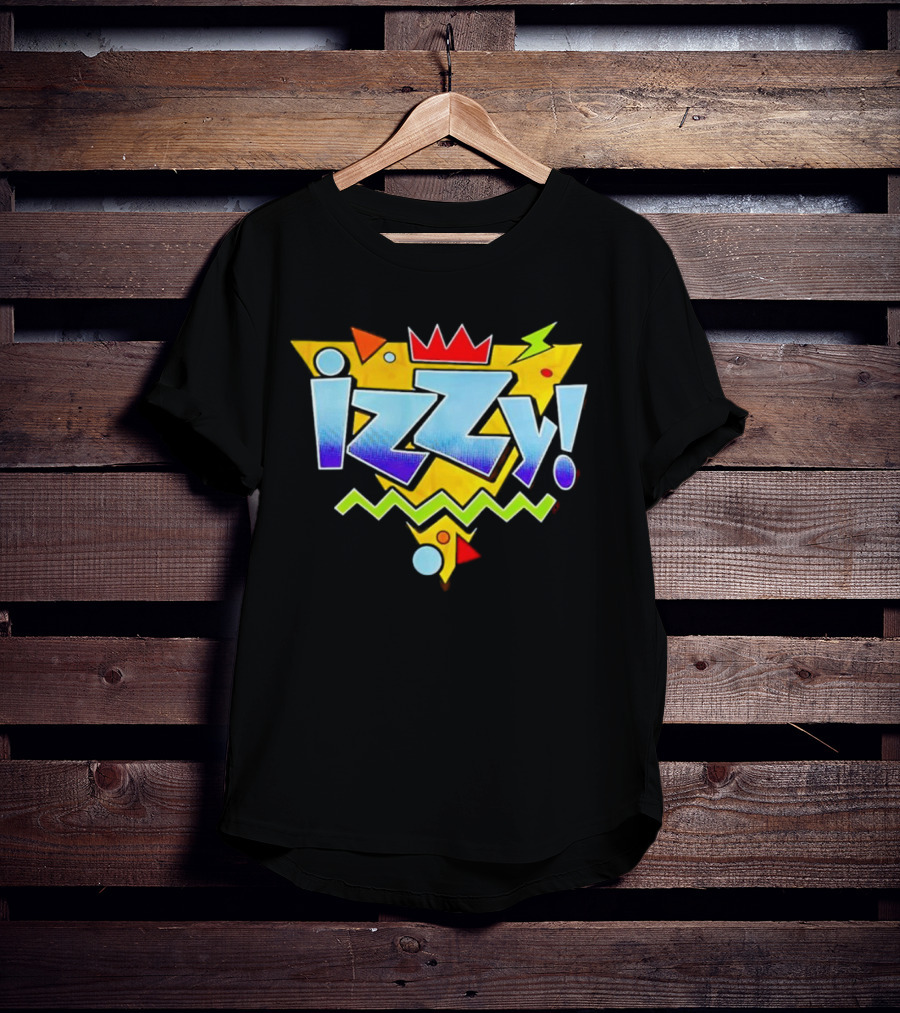 Izzy 90s Retro Triangles Zigzag Crown Bright Colors T-Shirt