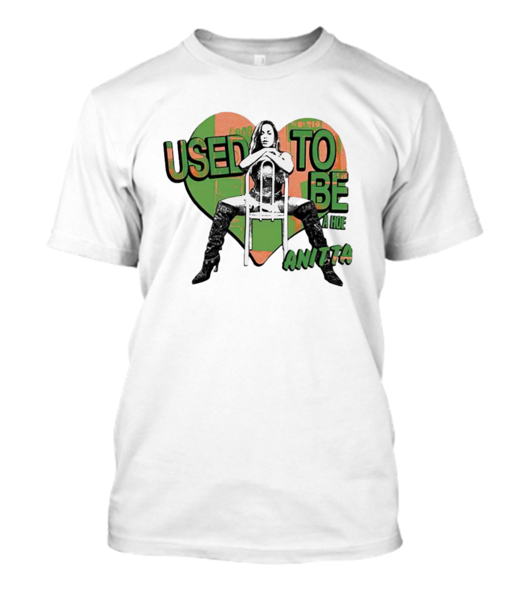 Used To Be A Hoe Anitta Chair Pose Heart Background T-Shirt