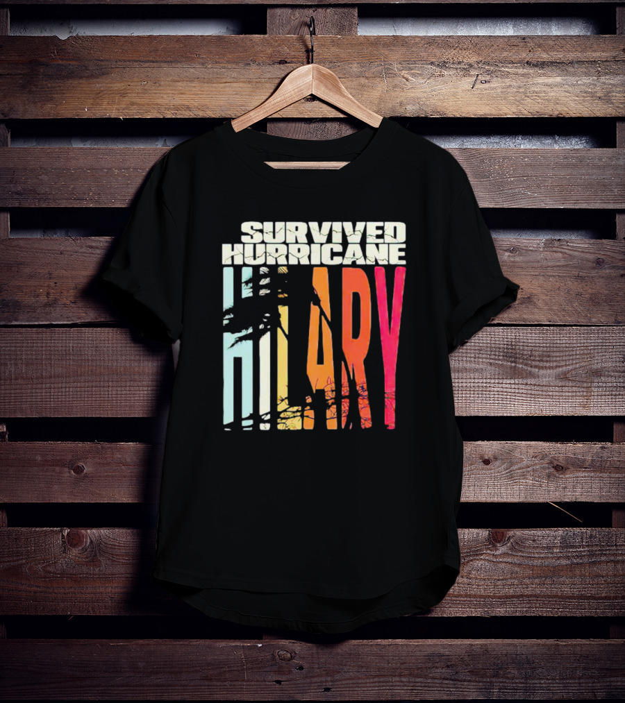 Survived Hurricane Hilary Tropical Storm Palm Trees Sunset T-Shirt