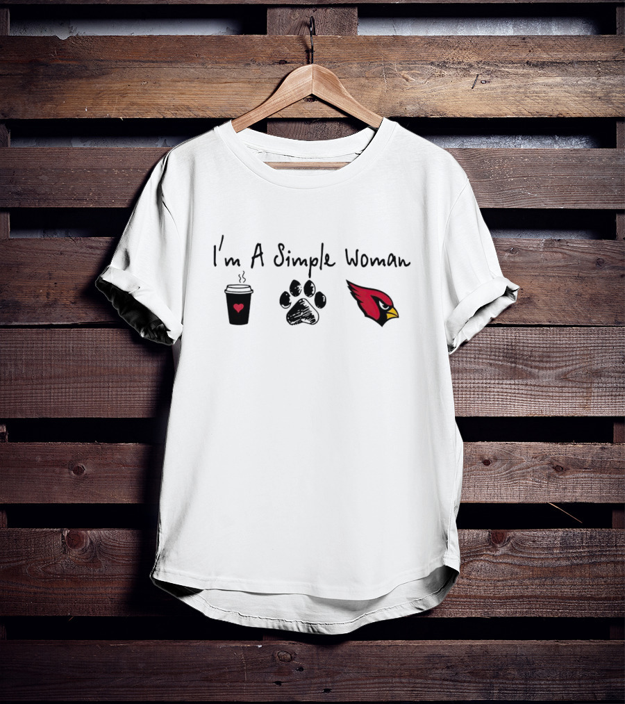 I'm A Simple Woman I Like Coffee Paw And Cardinals T-Shirt