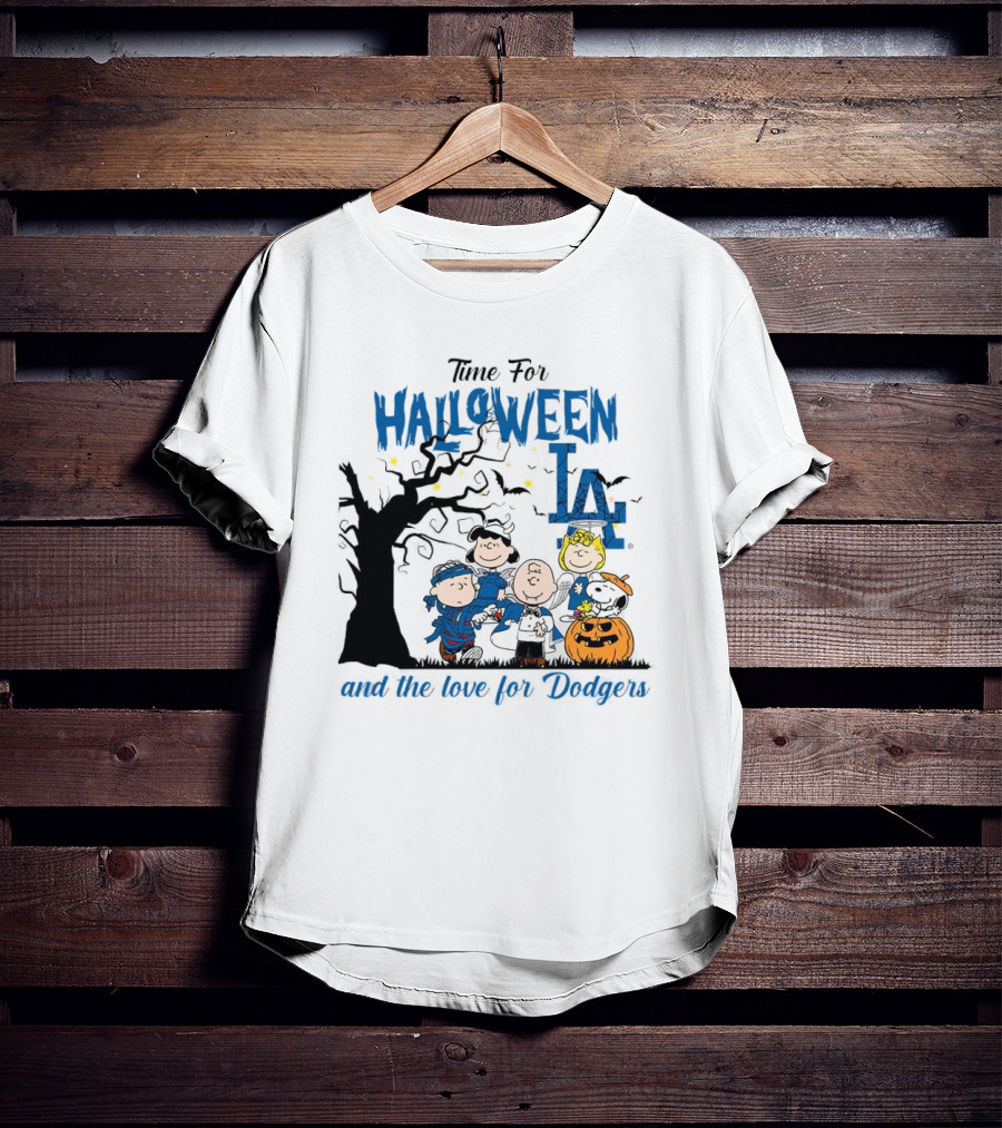 Time For Halloween LA And The Love For Dodgers Peanuts Characters T-Shirt