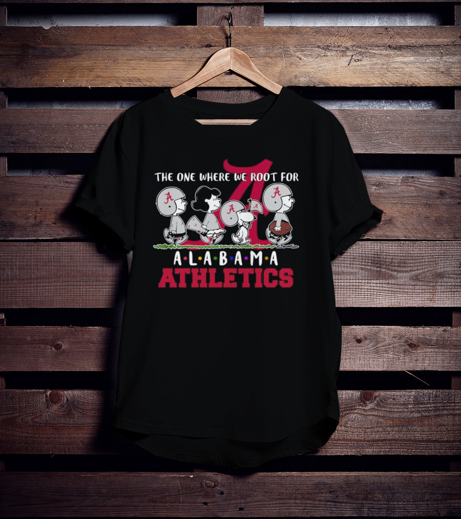 The One Where We Root For Alabama Athletics Peanuts Characters In Game Day Gear T-Shirt