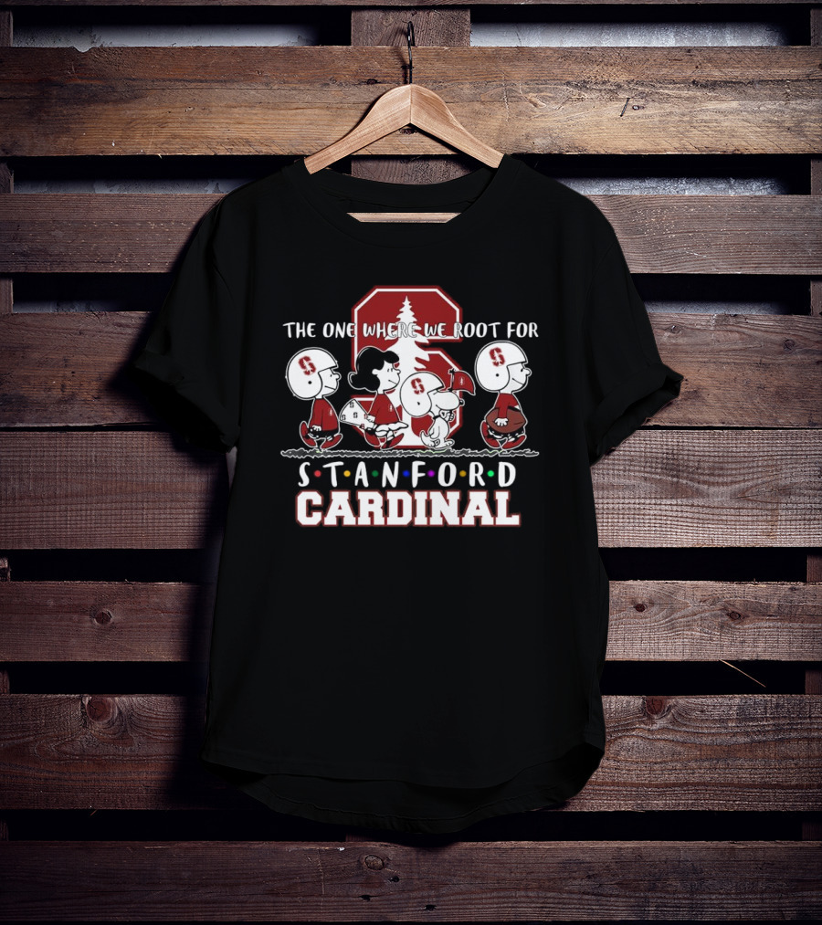 Peanuts Characters Supporting Stanford Cardinal Football With Iconic Team T-Shirt