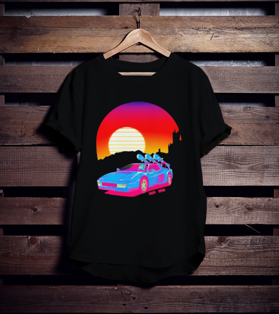 NAFO Crimea Sunset Neon Retro Car At Vibrant Skyline T-Shirt