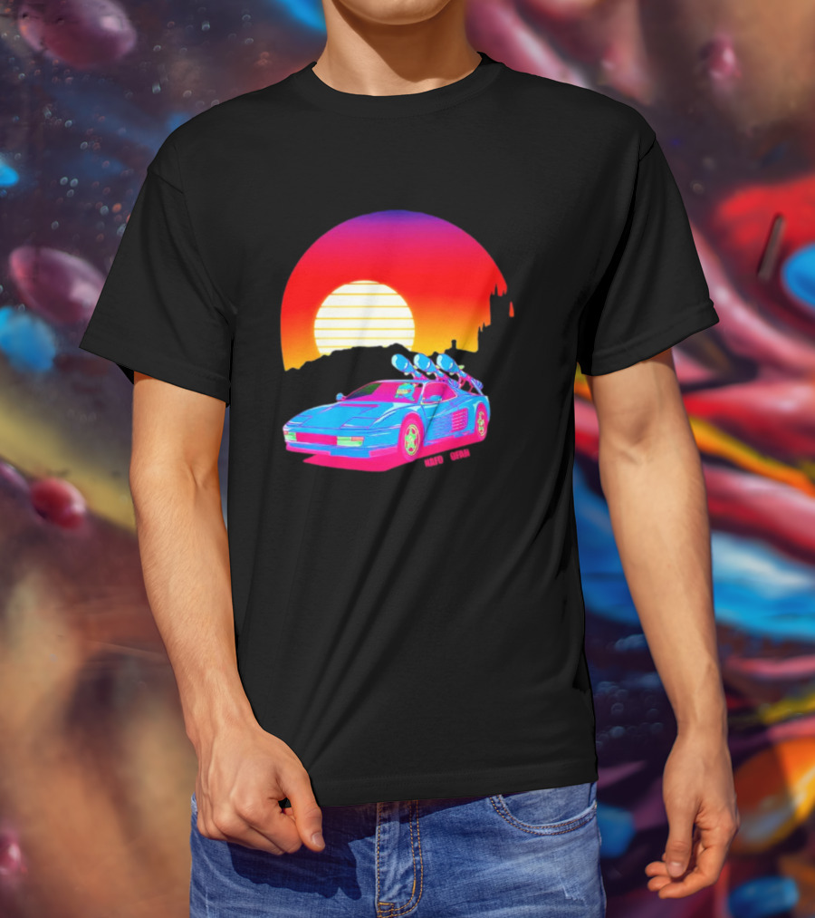 NAFO Crimea Sunset Neon Retro Car At Vibrant Skyline T-Shirt